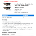 thumbnail image 2 of Front Brake Pad Set - Compatible with 1994 - 1997 Toyota Celica ST 1995 1996, 2 of 2