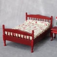 thumbnail image 4 of Cama doble en miniatura para casa de muñecas a escala 1:12. Accesorios decorativos para dormitorio pequeño. marrón, 4 of 8