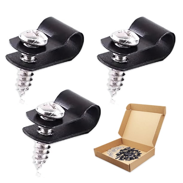 Abrazadera de cable tipo R de 100 piezas, abrazadera de montaje de lámpara de cuerda de nailon, abrazadera de montaje de tornillo de nailon, para cables, cables y gestión de conductos interiores y