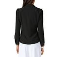 thumbnail image 3 of INSPIRE CHIC Women Work Shirt Striped Lace Lapel Collar Button Down Long Sleeve Office Blouse S Black, 3 of 6