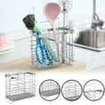 thumbnail image 2 of Qiangzon Stainless Steel Basket Tray Utensil Holder, Spoon Rest and Sponge Holder with Drying Mesh, Chopsticks Basket and Brush Holder for Kitchen, Drainable Design for Countertop Organization, 2 of 9