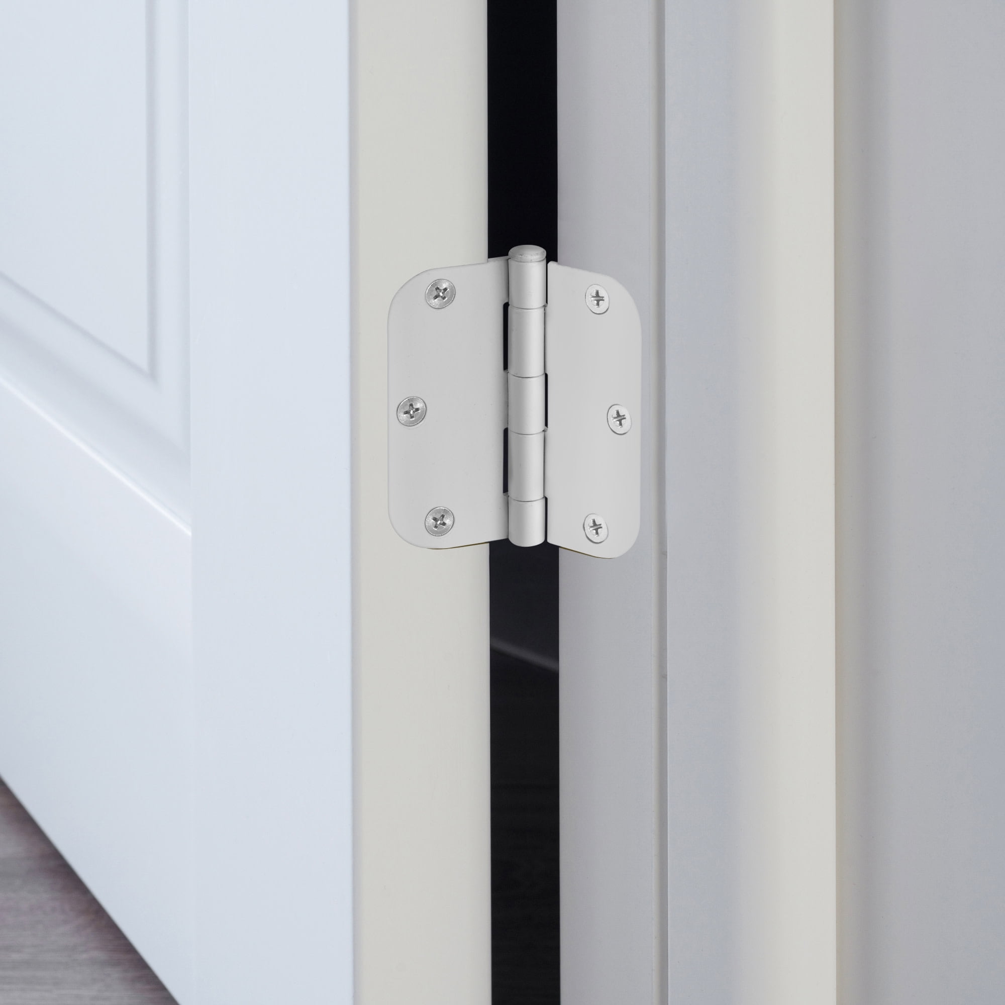 White Steel Plain Bearing Door Hinge with Removable Pin, 3-1/2 x 3-1/2 in. 5/8 in. Radius, 3-Pack