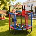 thumbnail image 6 of 55" Toddler Trampoline, Activity Center with Gym Bar, Punching Bag, Rings, Ball Pit, Kids Trampoline, Indoor Toddler Play Gym, Mini Trampoline for Ages 3–6, 110lbs Weight Capacity, Blue, 6 of 8