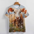 thumbnail image 3 of Farmhouse Highland Cow Funny Cattle And Flower Womens Tops Women's Fashion Casual Short Sleeve Flower Print Round Neck Pullover Top Blouse, 3 of 6