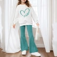 thumbnail image 4 of OGLCCG Tween Girls 2 Piece Outfits Long Sleeve Heart Printed Sweatshirts and Flare Leg Pant Lightweight 2pcs Outfit Set, Size 5-14 Years, 4 of 6
