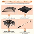 thumbnail image 6 of Fire Pits for Outside, 32" Wood Burning Fire Pit Tables with Firewood Rack, Screen Lid, Poker, BBQ Net, Food Clip and Cover, Backyard Patio Garden Outdoor Fire Pit BBQ Fire Pit, Black, 6 of 7
