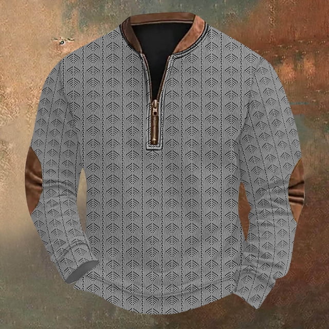 Blusas y camisas de manga larga con cuello redondo Sudadera con capucha de cuello redondo para hombre Jersey estampado Blusa de poliéster de manga larga para hombre