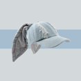 thumbnail image 2 of XIAOCHA Womens Bunny Ear Distressed Baseball Cap Shapeable Brim Outdoor Ball Hat,Black, 2 of 6
