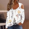 thumbnail image 2 of PuLe Women's Top Women's Cold Shoulder Tops Long Sleeve V Neck Shirts Hollow Out Tee Shirts Slim Fit Tunic Tops for Fall Winter, 2 of 5