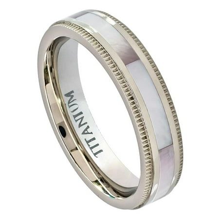 pearl mother ring inlay band 5mm milgrain titanium pinkish edge ladies dialog displays option button additional opens zoom walmart
