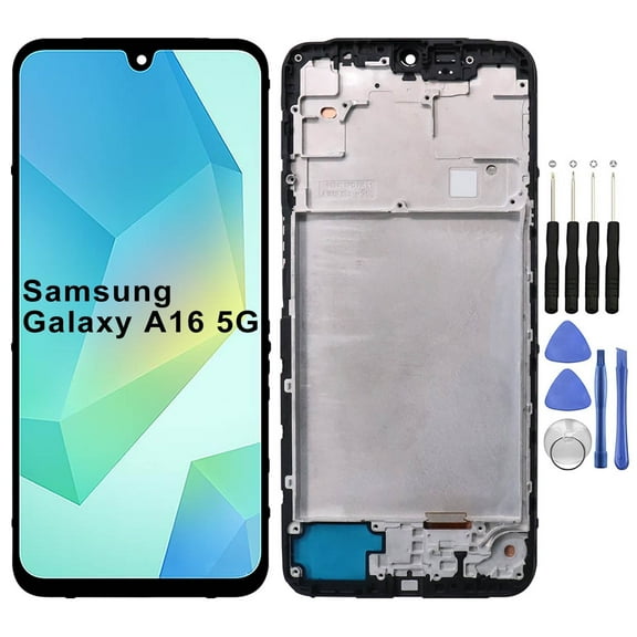 KIQ Replacement LCD Screen Full Assembly with Digitizer Compatible with Samsung Galaxy A16 5G(With Frame)(tools included)