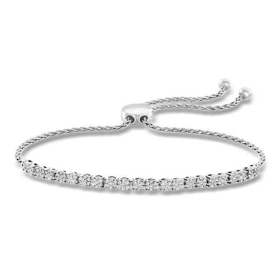 Ross-Simons 0.50 ct. t.w. Diamond Cluster Bolo Bracelet in Sterling Silver, Women's, Adult
