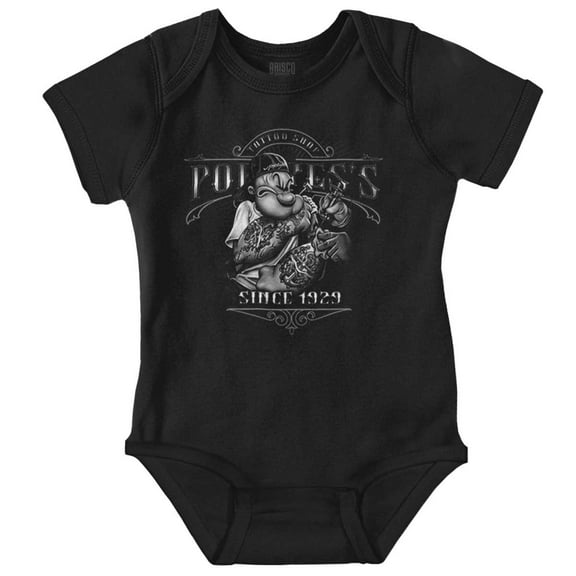 Cool Popeye's Tattoo Shop Cartoon Romper Boys or Girls Infant Baby Brisco Brands NB