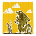 thumbnail image 3 of Ambesonne Yellow Shower Curtain, Knight with Dragon, 69"Wx84"L, Yellow, 3 of 5