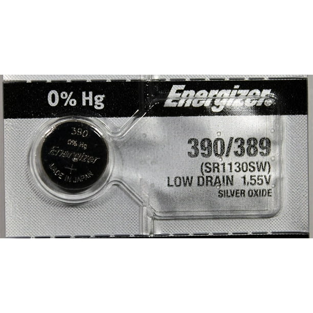 Pile bouton pour montre 390/389 LR1130 AG10 1,5V/1,5 volt en oxyde d'argent  Energizer, paq. 1