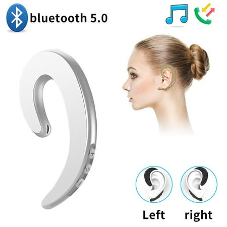 Wireless Headphones Non Ear Plug, 2019 New True Wireless Earbuds Bluetooth 5.0 Noise Cancelling Stereo Headset Earhook with Microphone Fit for iPhone 11/11 Pro Samsung Android Smart (Best Noise Cancelling Earbuds 2019)