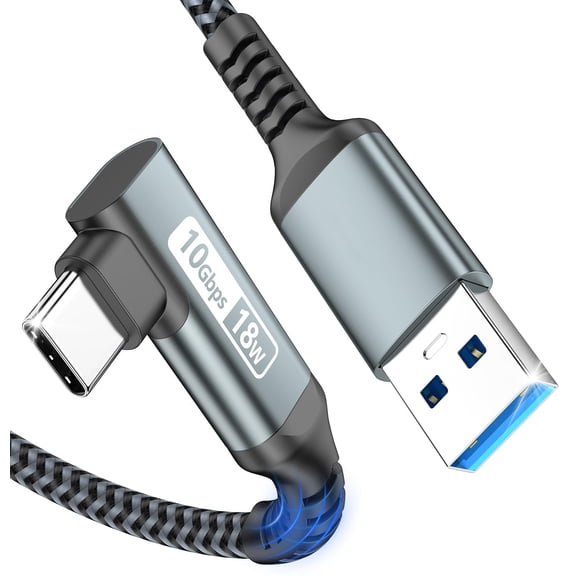 Quyaojz Sunguy USB C Cable Angle, 1.5M 10Gbps USB C Charging and Data Cable, Compatible with Android Auto, Galaxy S22/S21, SSD, P30/P20 - Black