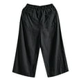 thumbnail image 5 of Wycnly Cropped Pants for Women Womens Casual Cropped Pants Vintage Cotton Linen Solid Loose Straight Leg Trousers Summer Elastic Waist Ladies Crop Pants with Pocket, 5 of 5