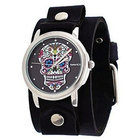 GB925K Women's Rock Collection Sugar Skull Wide Leather Cuff Band