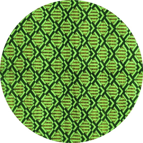 Ahgly Company Indoor Round Abstract Green Modern Area Rugs, 4' Round
