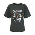 thumbnail image 6 of Drie Short Sleeve Casual Tops Trendy Solid Loose Fit Tshirt Christmas Plus Size Graphic Tees for Women Grey,M, 6 of 6