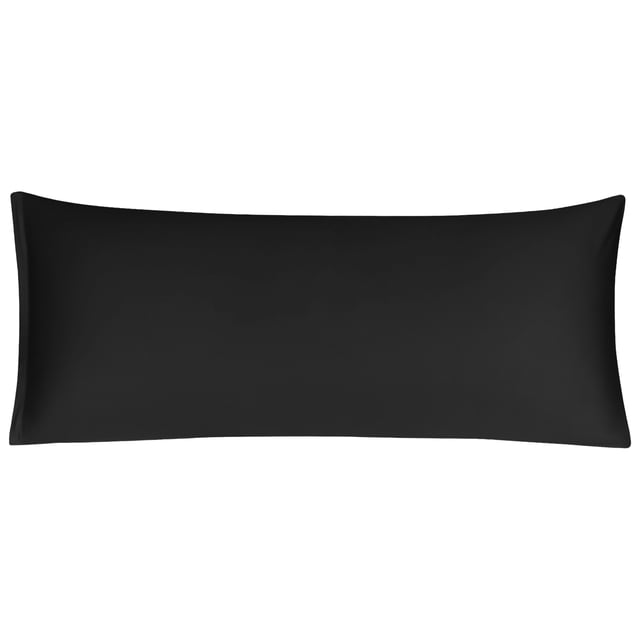 Funda Forro Cubierta con Cremallera Cierre para Almohada almohadón 100% algodón Grapas largas 300TC de 1 Pieza Negro Cuerpo (20x48) con cremallera