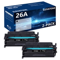 2-Pack Elevatone 26A 26X High-Yield with Chip Toner Cartridge Compatible for HP 26A CF226A 26X CF226X HP Laserjet Pro M402n M402dn MFP M426fdw M426fdn M426dw M402dw High-Yield Printer Ink Black