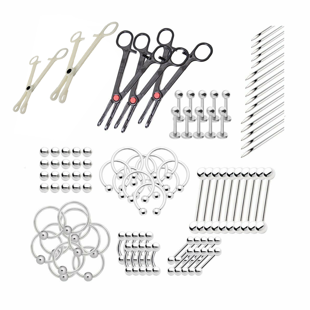 EG Gifts Professional Body Piercing Kit Assorted Jewelry 80 Parts