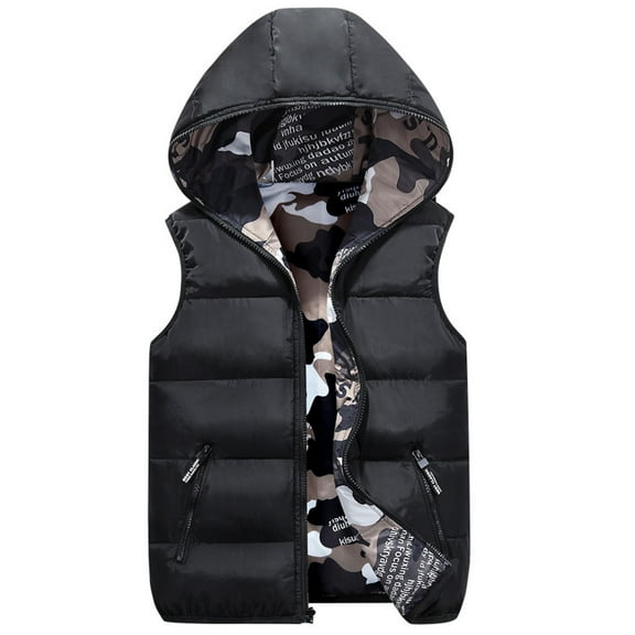 Utlike Boys Winter Jacket Hooded Vest Padded Camo Reversible Sleevelss Jacket Boys Popular Coat For Boys Leisure Fit Size 12 Years-14 Years