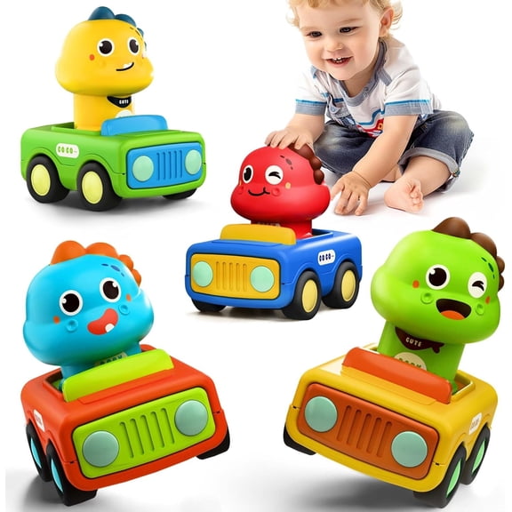 Car Toys for Toddlers 1-3, Baby Animal Race Cars, Infant Play Car Set, Push Go Friction Dino Car for 6-9-12-18 Month, 1st Birthday Gift Easter Stuffer for 1-2 Years Old Boy Kid