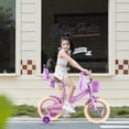 thumbnail image 2 of RULLY 16 Inch Girls Bike with Basket Bike Streamers Toddler Cycle Bikes, Purple, 2 of 7