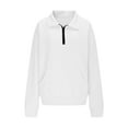 thumbnail image 6 of BiZtdJrK Womens Quarter Zip Sweatshirts Lapel Collar Waffle Pullover Tops Lightweight Casual Fall Fashion Outfits White S, 6 of 10
