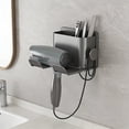 thumbnail image 1 of Soporte de pared para secador de pelo sin necesidad de taladrar – Organizador de baño – Estante de almacenamiento para secador y plancha de pelo con recogecables, 1 of 6