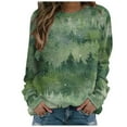 thumbnail image 1 of Pompotops Femmes Décontracté Imprimé Col Rond Pull Manches Longues Swertshirts Blouse T-shirt Tops, 1 of 5