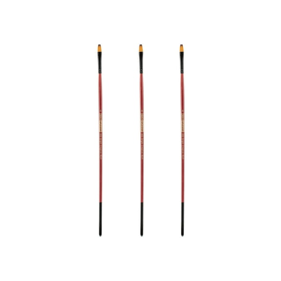 Creative Mark Ebony Splendor Long-Handled Synthetic Sable Paint Brush, Bright # 6, Pack of 3, Teijin Multi-Filament Hair, Handcrafted Synthetic Paint Brushes for Acrylic, Watercolor Painting and More