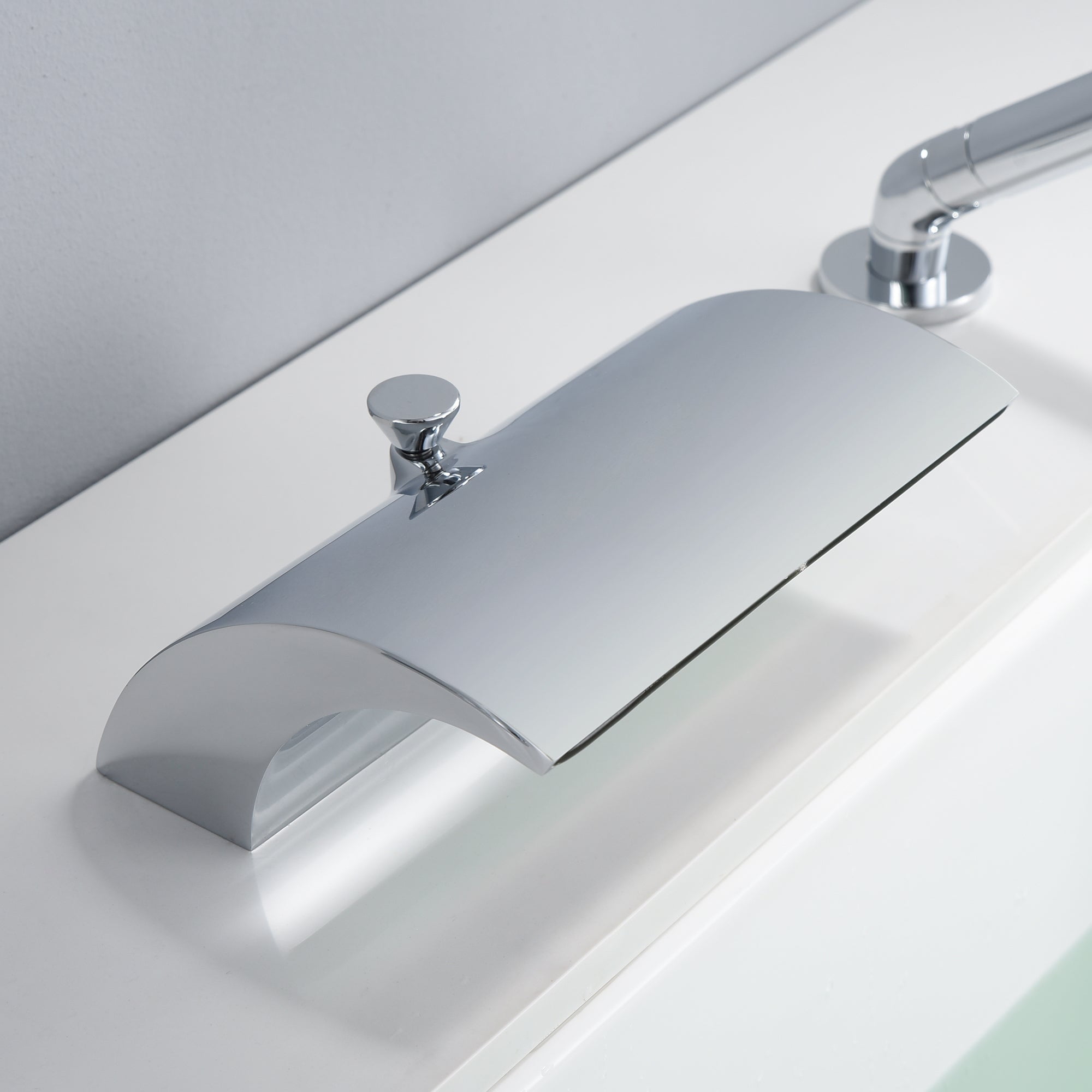 Sumerain Single Handle Deck Mounted Waterfall Roman Bathtub Faucet with Handheld Shower, Chrome finish