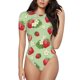 thumbnail image 1 of Balery Strawberry Floral Body de cuello redondo de manga corta para mujer Tops de manga corta Tops básicos-XX-Large, 1 of 7