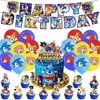 44 Pcs Sonic Birthday Party Supplies, Sonic Theme Birthday Decorations Party Favors Set Include Happy Birthday Banner, Cupcake Toppers, Cake Topper, Latex Balloons for Kids Fans