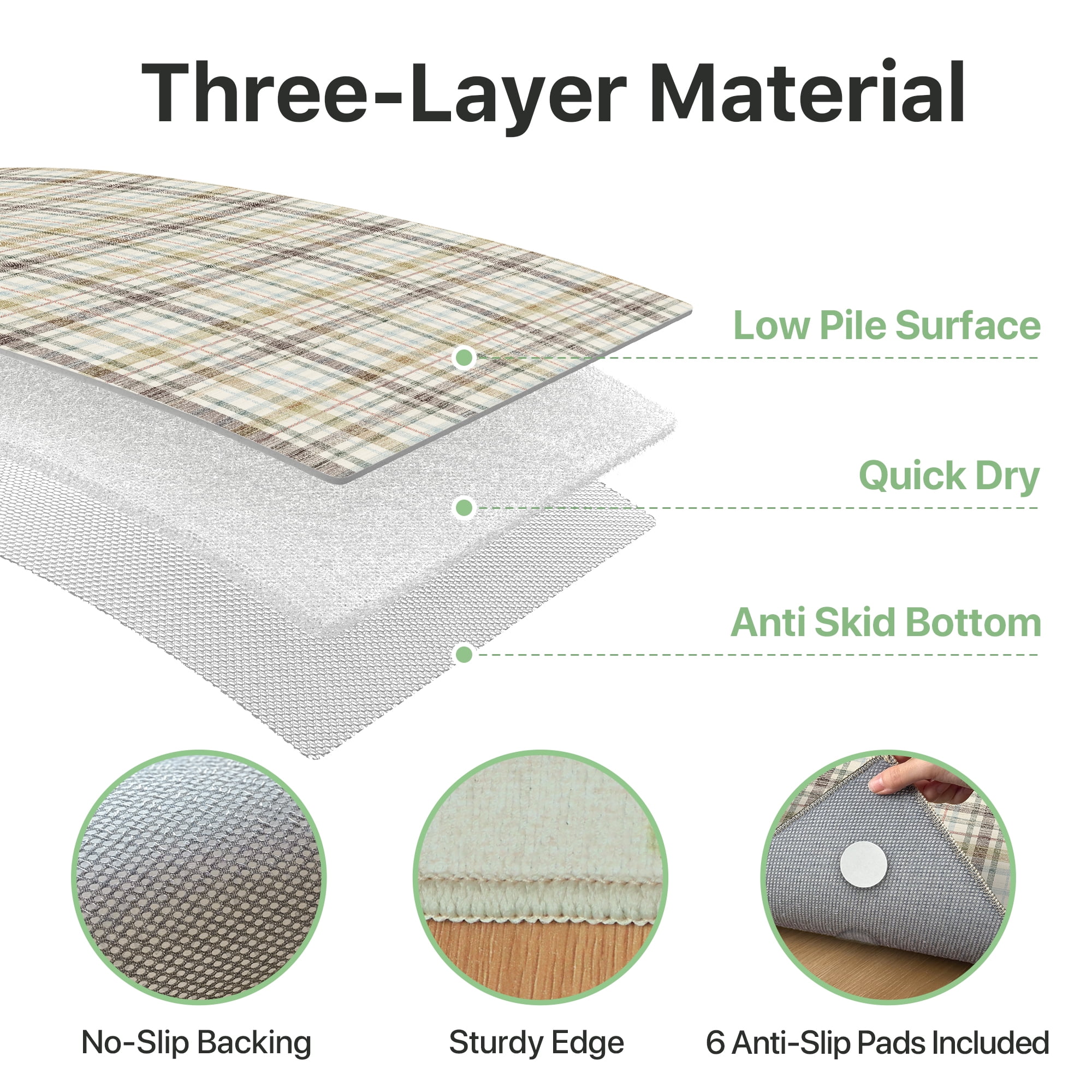 DEORAB Outdoor Rugs 5'X7' Chenille Patio Rug Three-Layer Material Imitation Silicone Spot Molding Camping Outside Rv Mat,Brown & Beige