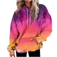 thumbnail image 2 of Oiangi Women's Plus Size Hoodie Fall Long Sleeve Drawstring Tie Dye Sweatshirts Casual Graphic Halloween Pullovers with Pockets Hot Pink M, 2 of 7