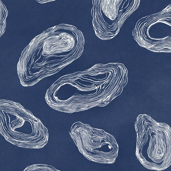 Peel and Stick Wallpaper 23.6in x 9.8ft Minimalistic Oyster Shell White Lines Blue marine life Contact Paper Vinyl Waterproof Self Adhesive Wall Paper for Bedroom Shelf Cabinet Renter Friendly