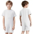 thumbnail image 6 of vastwit Girls Boys Adaptive Romper with Tube Access Special Needs Anti-strip Zip Back Short Leg Jumpsuit White 10, 6 of 6