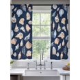 thumbnail image 2 of Summer Watercolor Style Sheer Curtains 63 Inch Long 2 Panels, Blue Ocean Shell Nautilus Light Filtering Rod Pocket Curtains, Sheer Voile Drapes for Living Room Bedroom, 52"x63", 2 of 8