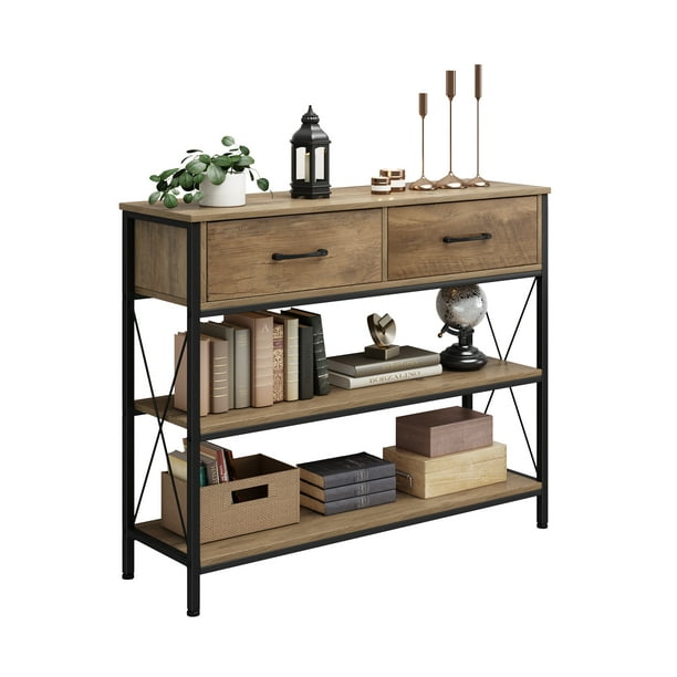 Homfa Console Table With Drawers, Sofa Table Drawer Shelf