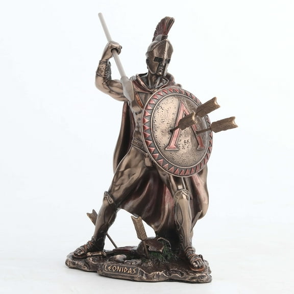 Veronese Design 6 1/8 Inch Spartan King Leonidas Spear and Shield Cold Cast Resin Bronze Finish Sculpture