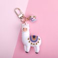 thumbnail image 1 of Colgante de bola de cristal de arcoíris con diseño de alpaca tridimensional con pegamento que cae, llavero creativo con hebilla de metal para mujer, 1 of 5