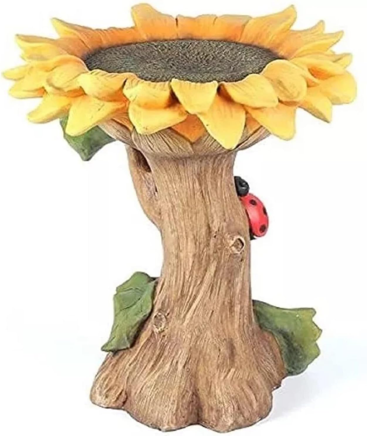 Kingfansion Lightweight Resin Bird Bath Basin with Decor, Sunflower Nature & Floral