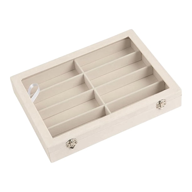 Vitrina para gafas, organizador de gafas de sol, almacenamiento para escritorio, viajes y dormitorio. Beige