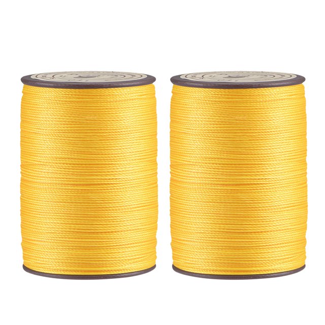 Unique Bargains 2 Pack Thin Waxed Thread 137 Yards 0.55mm Polyester String Cord for Machine Sewing Hand Quilting Weaving, Yellow