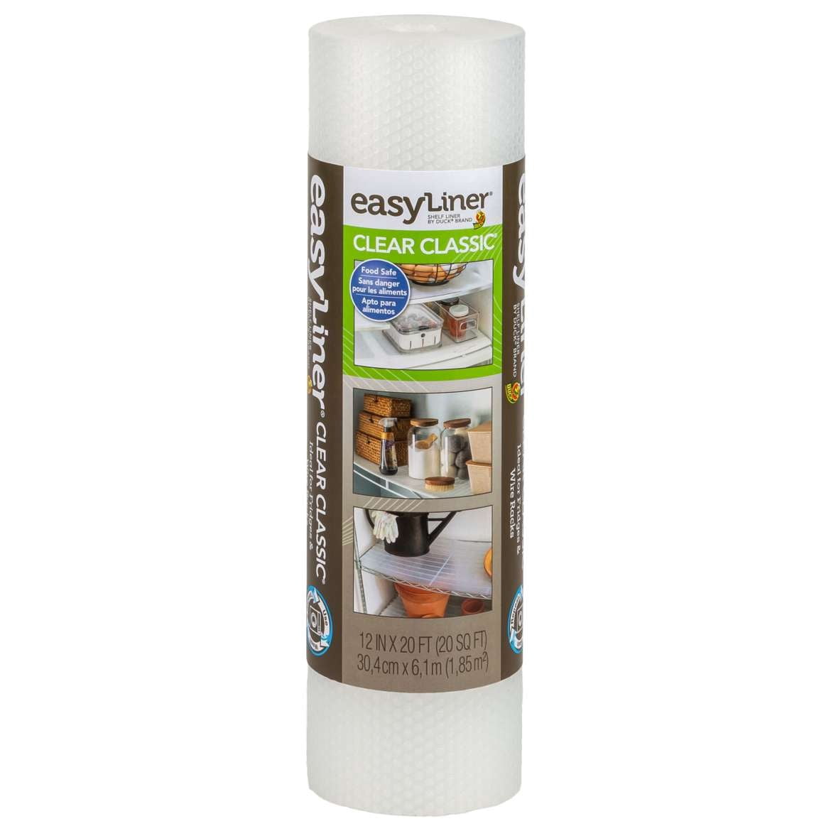 EasyLiner Clear Adhesive Shelf Liner – 18 Inch X 24 Foot Roll With Grid Lines For Easy Cutting, USA Made